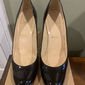 Christian Louboutin simple 100 pump black patent leather shoes